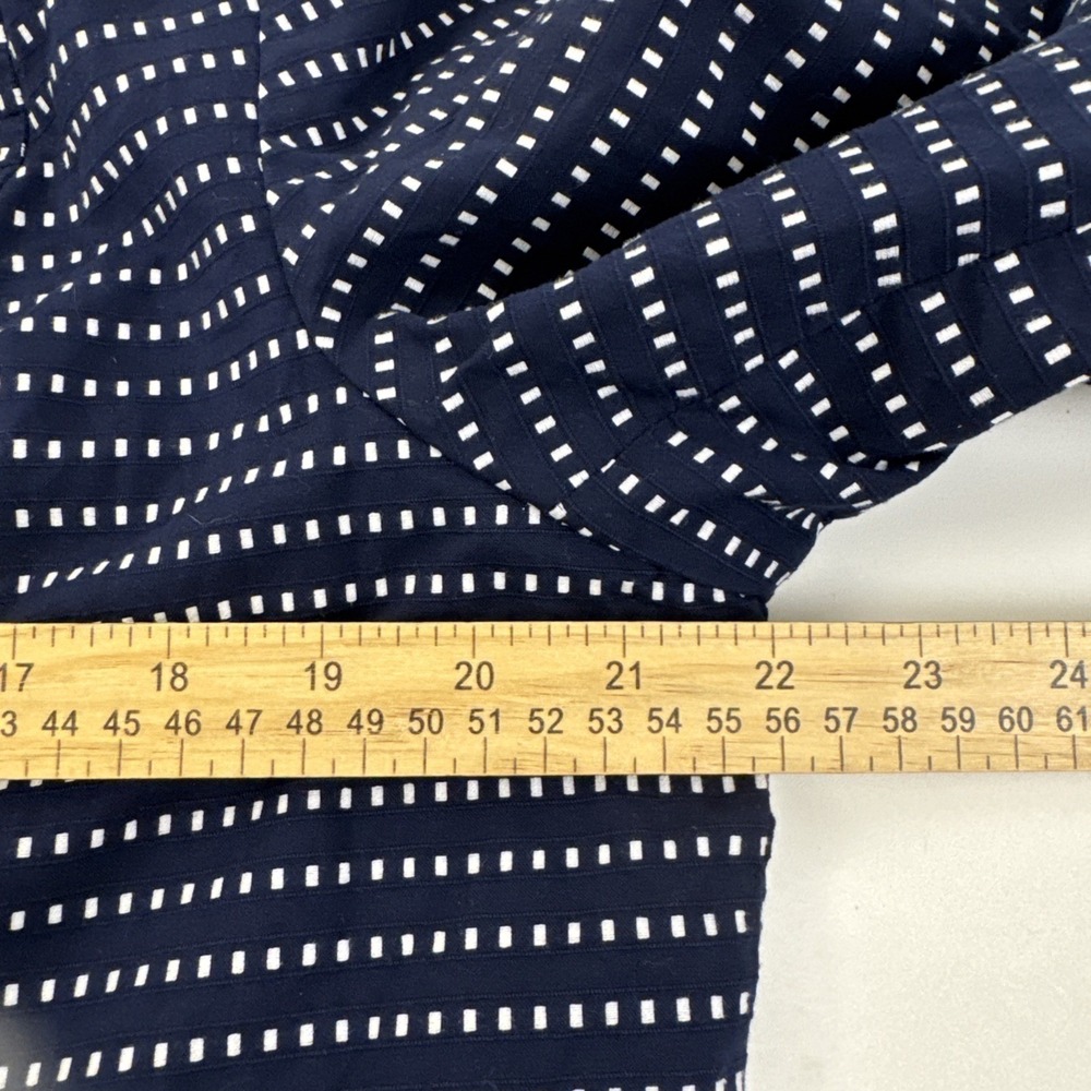 Rafaella Blazer‎ Women 16W Navy Blue White Square Print Cotton Lined Jacket - Picture 7 of 12